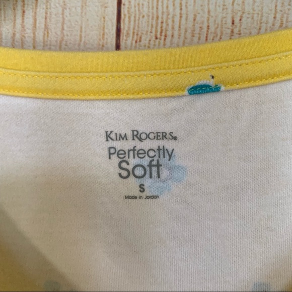 Kim Rogers Yellow Floral Perfectly Soft Tee Small - Picture 4 of 5